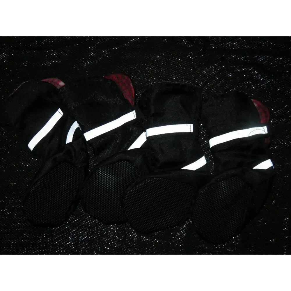 Top Paw Black Reflective Nylon Dog Booties All Weather waterproof fleece lined L